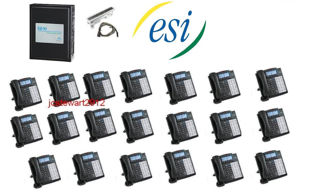ESI 50 CLASS PHONE SYSTEM W/ (20) 48 KEY H DFP PHONES VOICE MAIL CALLER ID