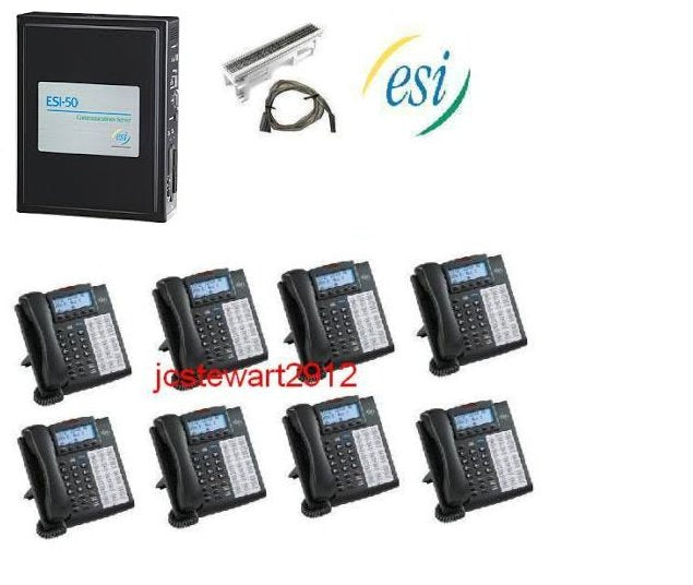ESI 50 CLASS PHONE SYSTEM W/ (8) 48 KEY H DFP PHONES VOICE MAIL CALLER ID