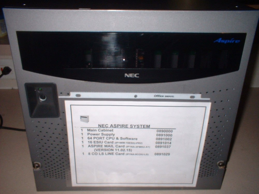 NEC ASPIRE 8 SLOT KSU  CPU 64  VOICEMAIL 16 ESIU CARD  8 CO LS LINE CARD